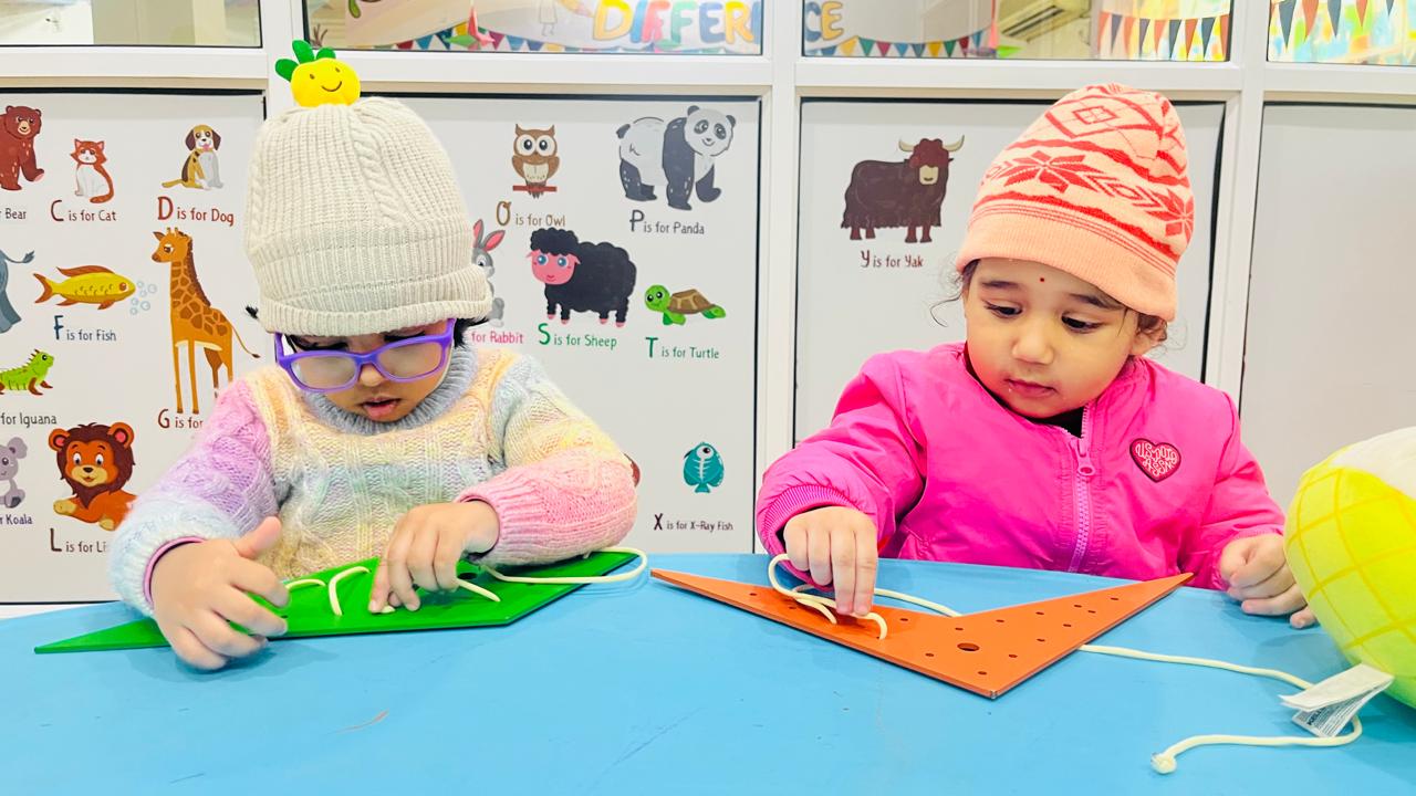 Children playing with building blocks